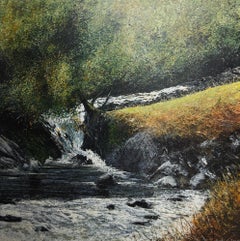 Tree by a Stream - original oil painting contemporary modern art 