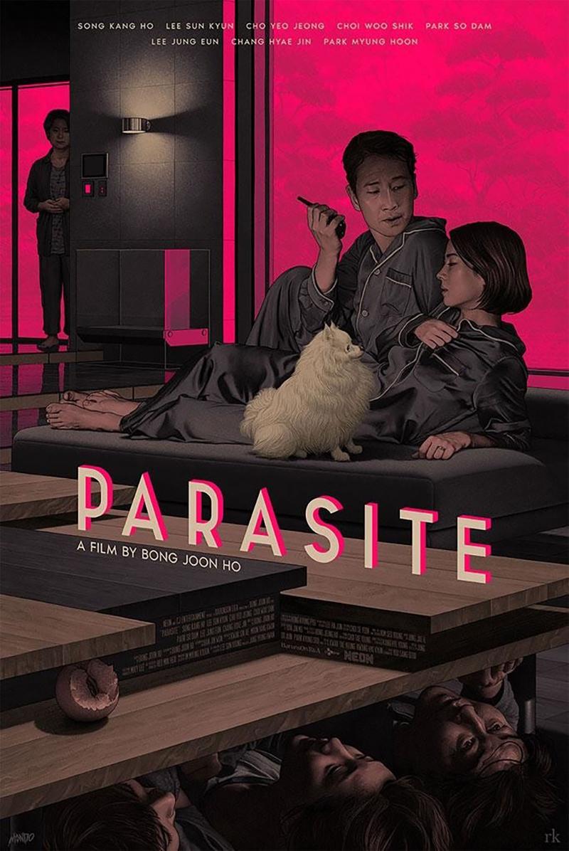 Parasite:
“There’s a lot to unpack in Bong Joon Ho's PARASITE. It asks many questions and doesn’t give us comforting answers. For the poster, I wanted to capture that sense of discomfort and unease. A seemingly picture-perfect moment between the
