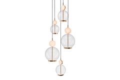 Rosa Pendant 5-Piece by Marc Wood. Marble, Glass & Brass Handmade LED Lamps