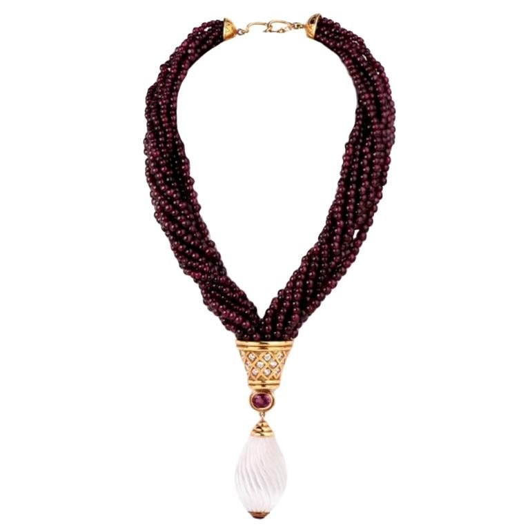 Rosa Bisbe Diamond Tourmaline Bead Multi-Strand 18 Karat Gold Necklace