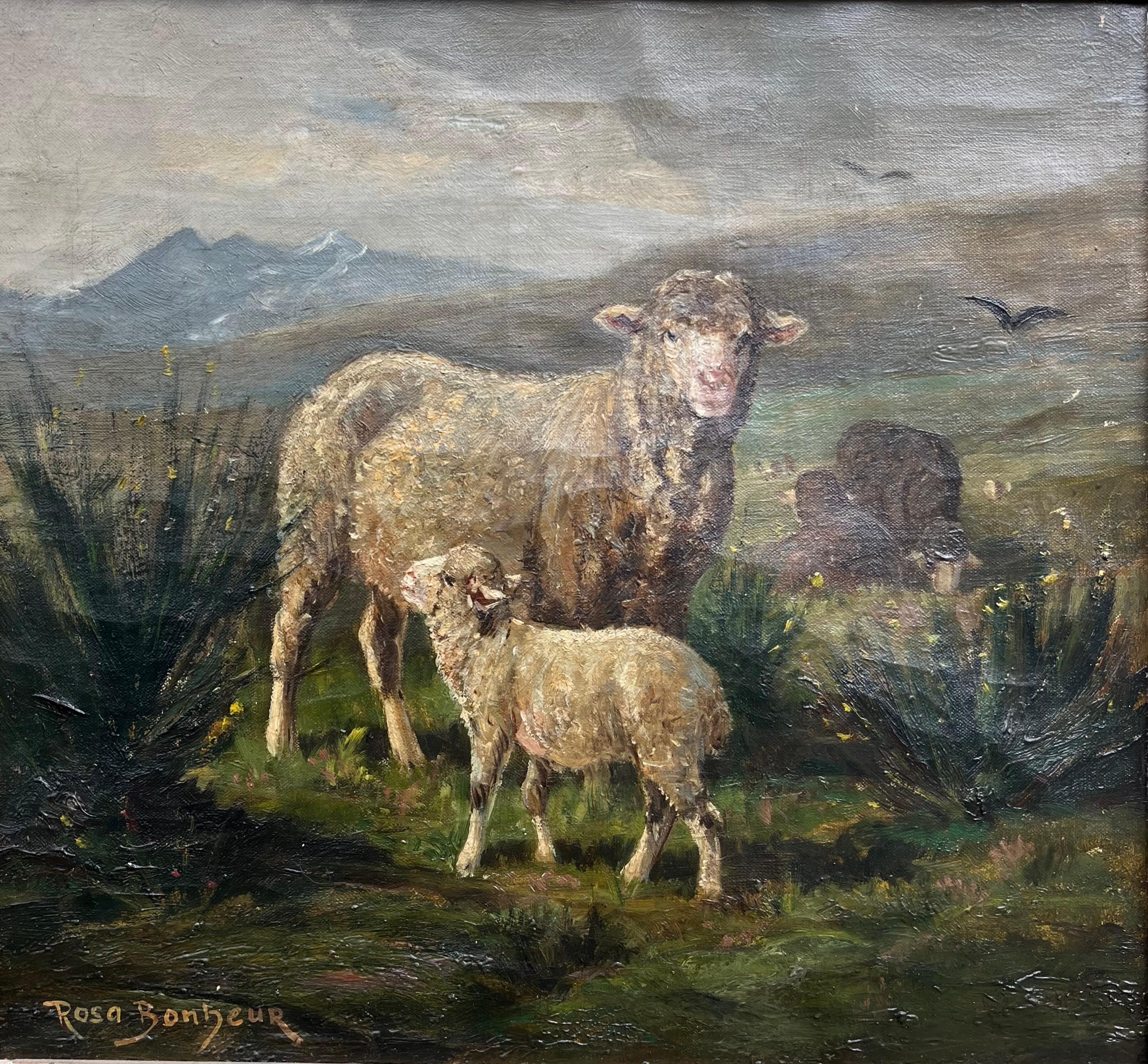 Rosa Bonheur (1822-1899) Attribuito, Olio su tela del XIX secolo francese

Straordinario dipinto a olio del XIX secolo, Pecore in un prato, firmato in basso a sinistra - Rosa Bonheur -. Questo piccolo capolavoro è attribuito a una delle artiste più