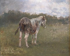 French painting of a Landscape with a donkey by Rosa Bonheur
