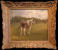French painting of a Landscape with a donkey by Rosa Bonheur