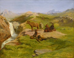 Painting by Rosa Bonheur, Wild Goats in the Mountains
