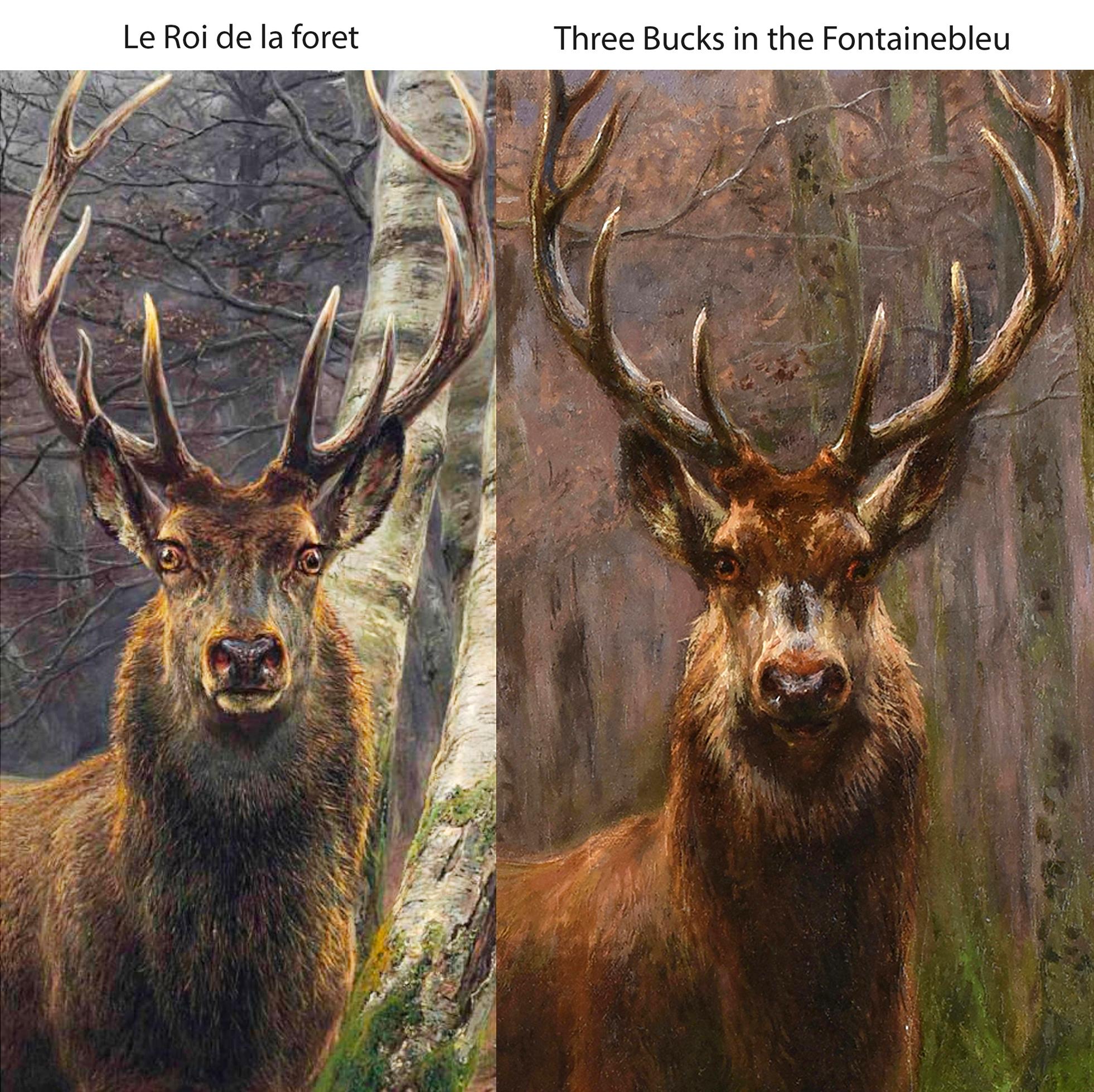 Tre cervi nella foresta di Fontainebleu 1
