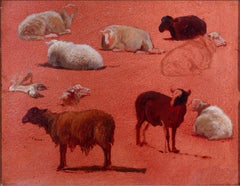 19th century female artist French realism oil painting sheep sketches animals