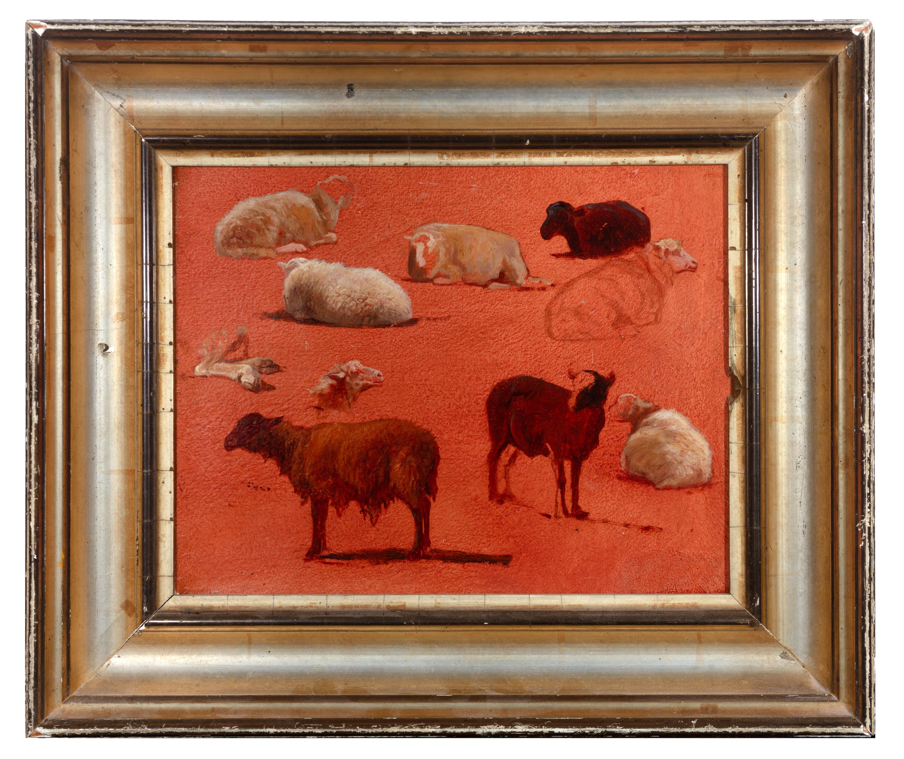 19th century female artist French realism oil painting sheep sketches animals