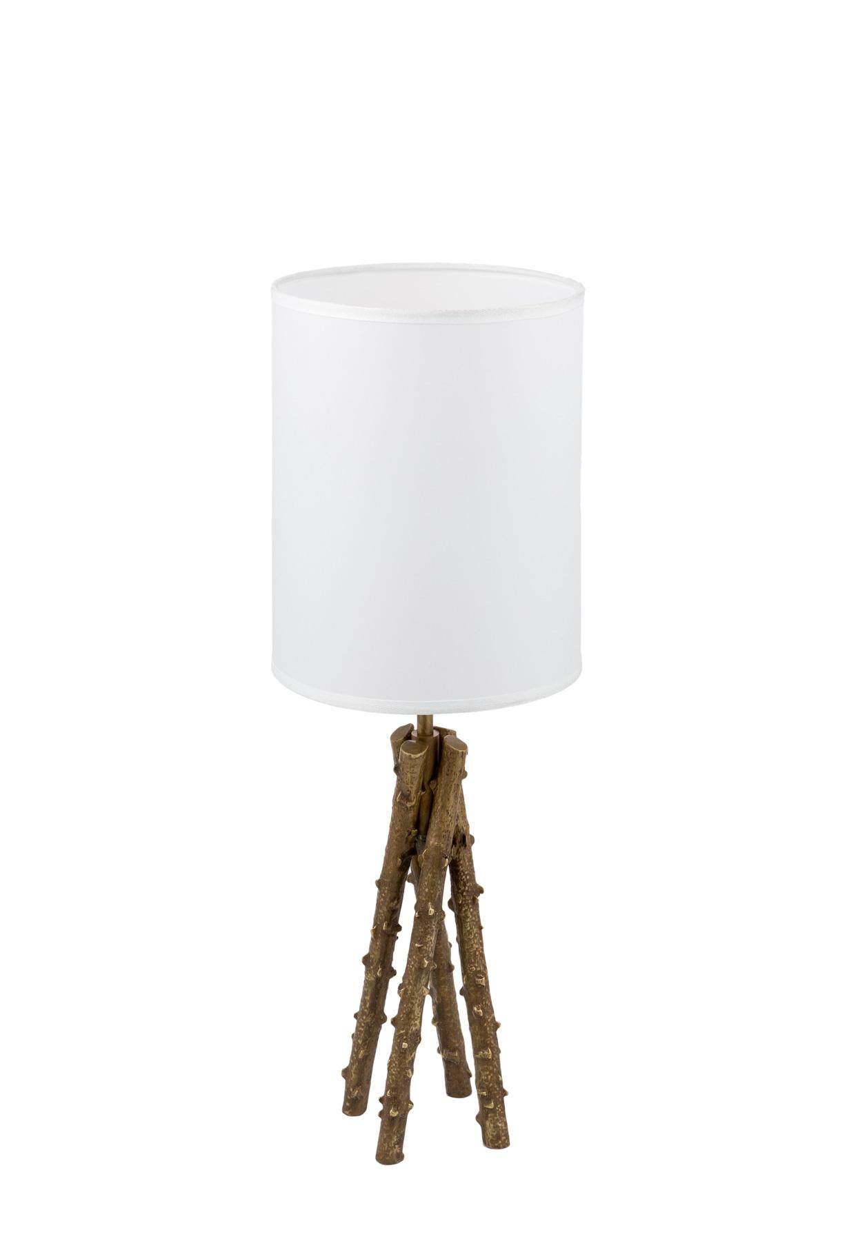 Cast Rosa Canina small brass table lamp For Sale