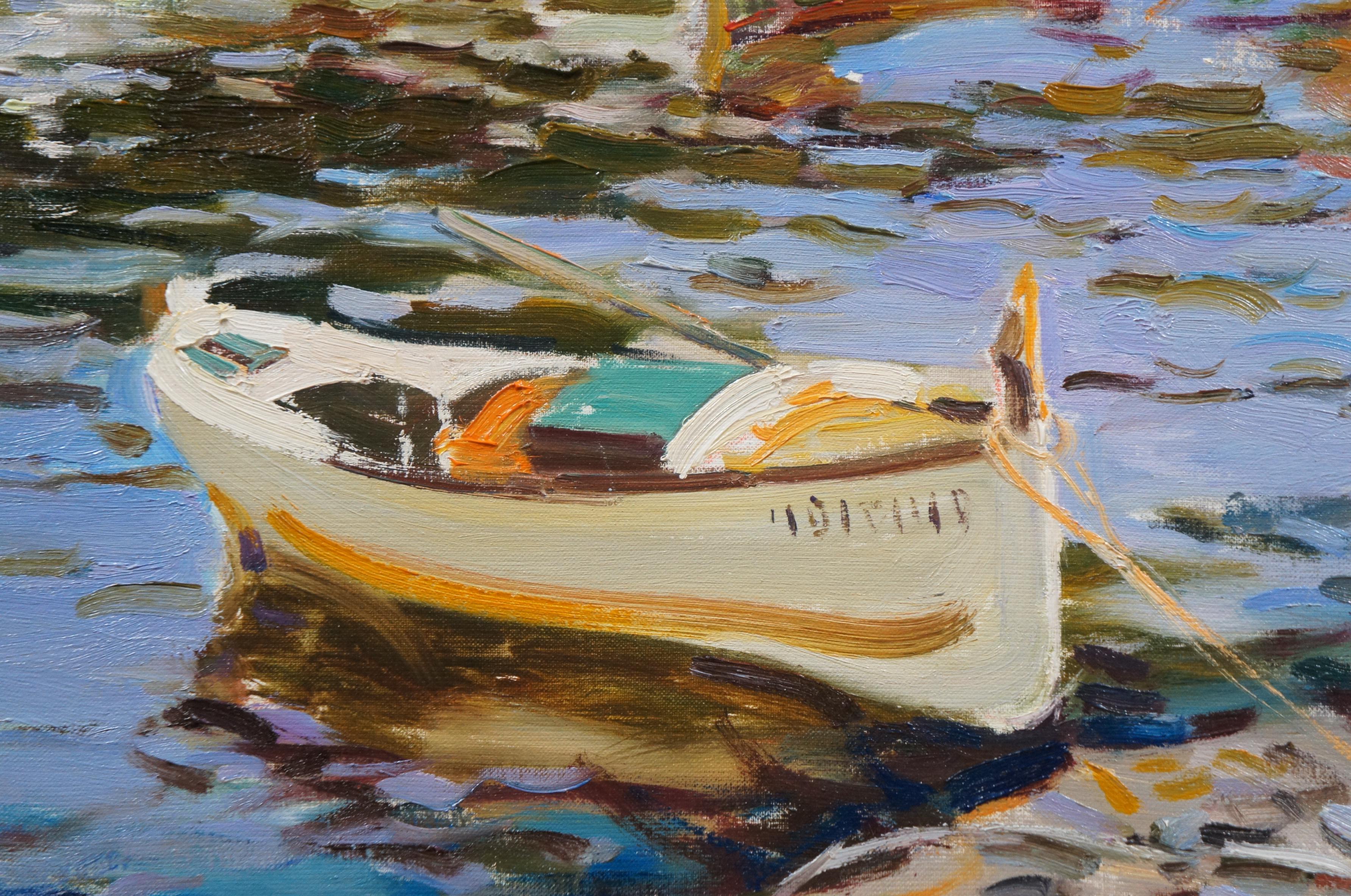Rosa Canto Spanish Impressionist Seascape Boats Harbour Oil Painting 29