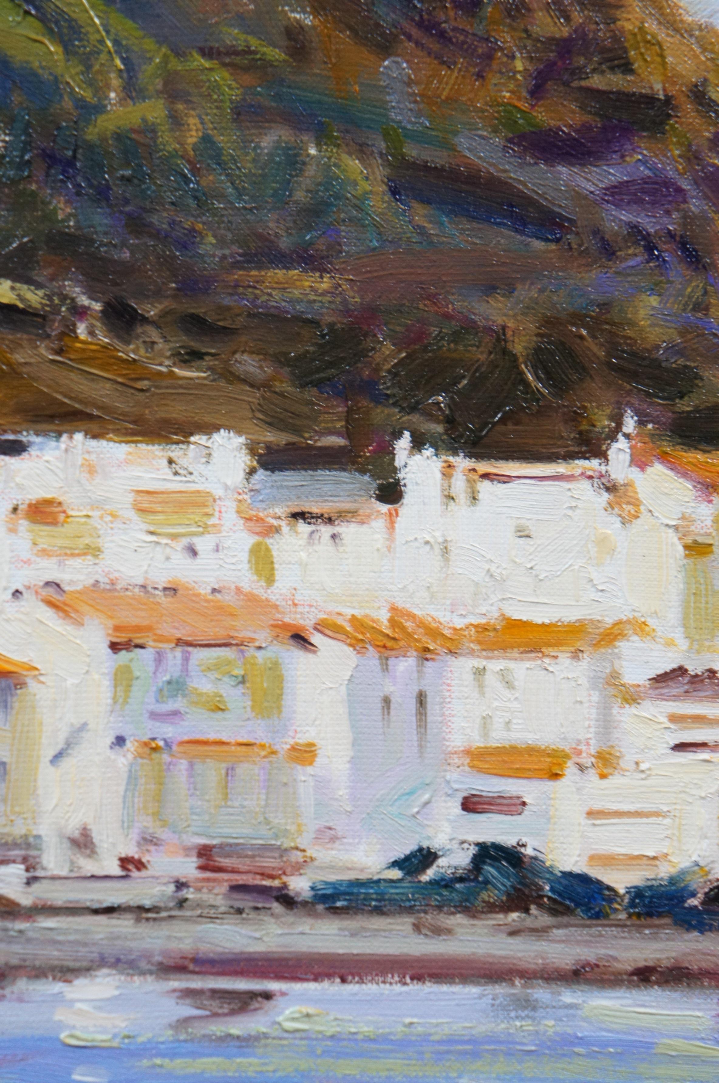 Rosa Canto Spanish Impressionist Seascape Boats Harbour Oil Painting 29