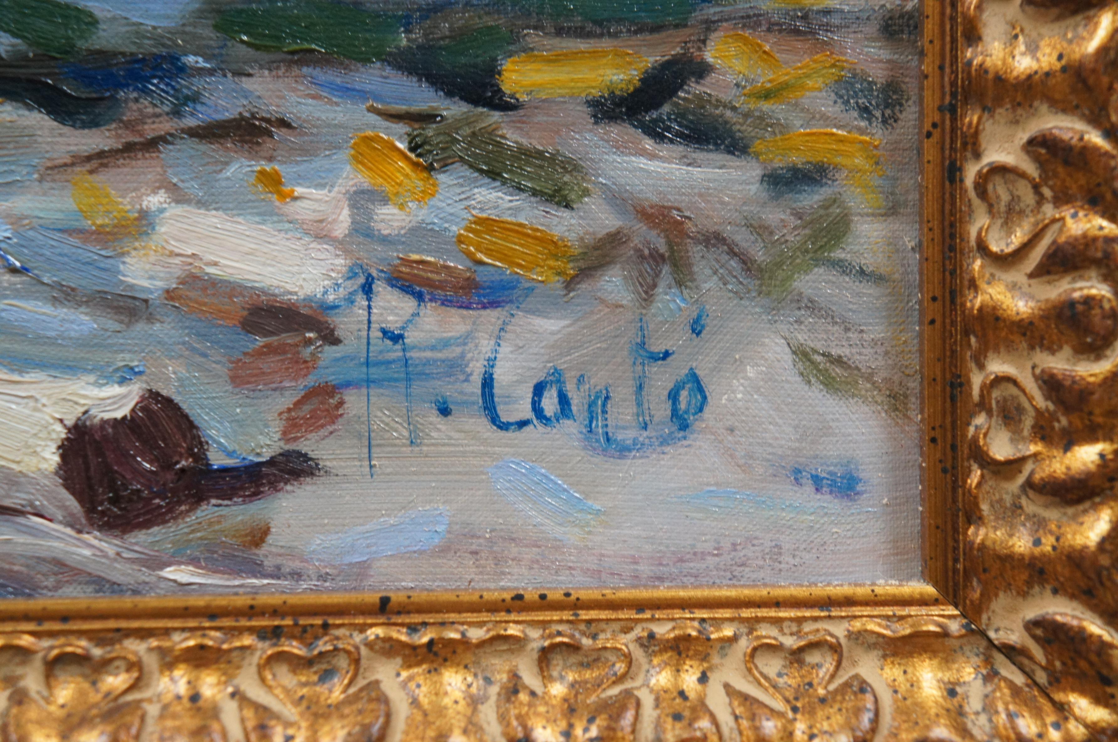 Rosa Canto Spanish Impressionist Seascape Boats Harbour Oil Painting 29