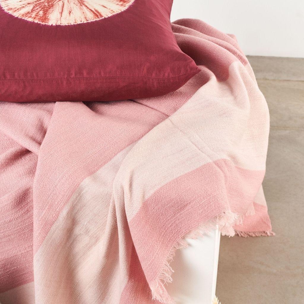 Soft Merino Rosa Large Plush Throw / Queen Bedspread / Coverlet In Pastel Pink For Sale 5