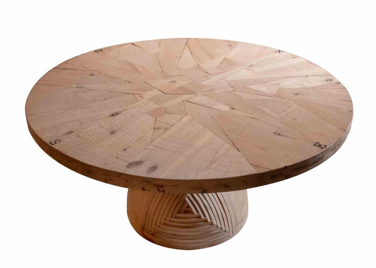 Rosa dei Venti Table by Mario Ceroli is an original contemporary Artwork realized in Italy in the late 20th Century by Mario Ceroli. 

Inlaid Wood.

Made in Italy.

Created for Poltronanova.

On Edges the are the four directions: North,