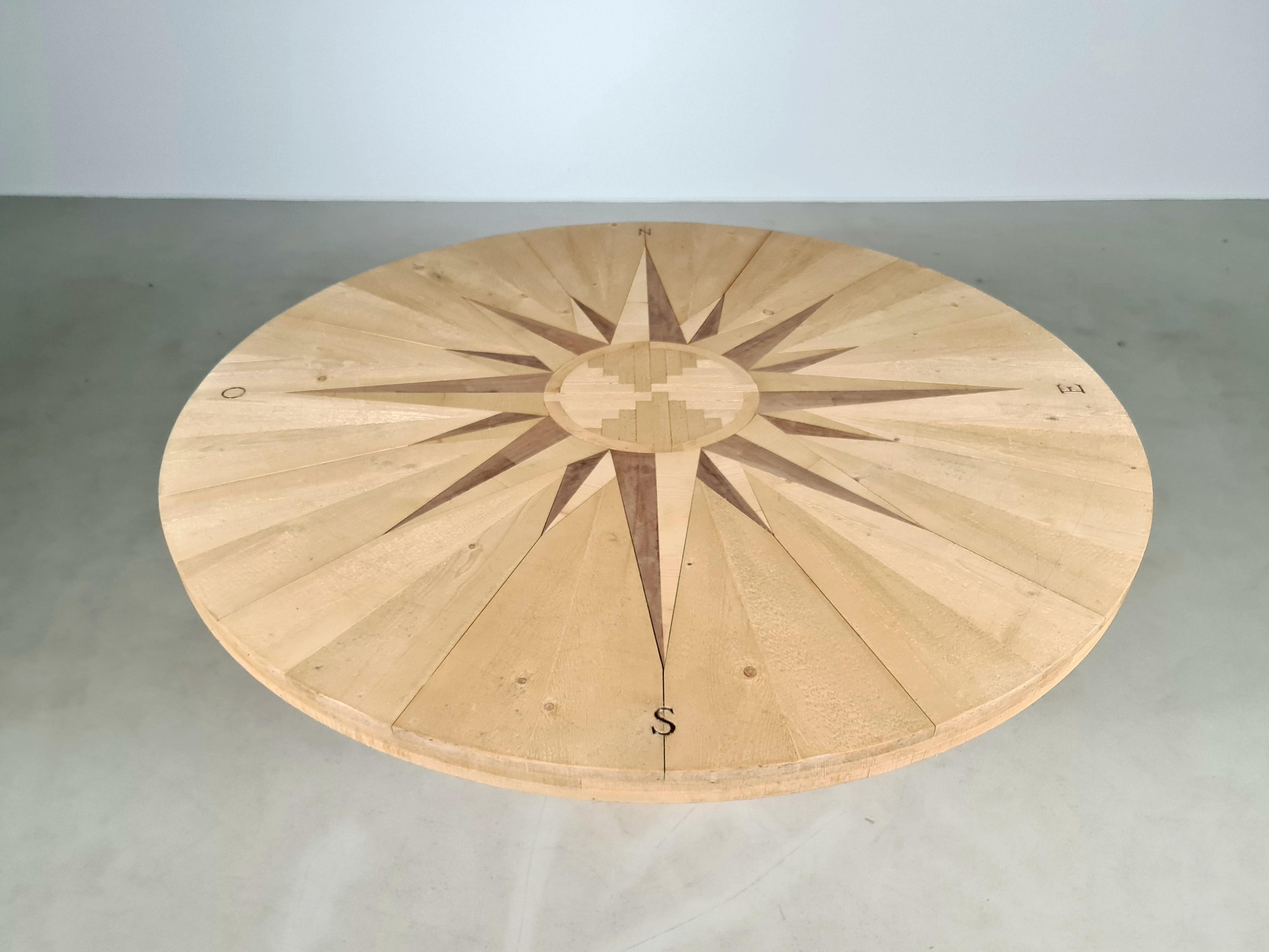 Mid-Century Modern Rosa Dei Venti Table by Mario Ceroli for Poltronova, 1970s