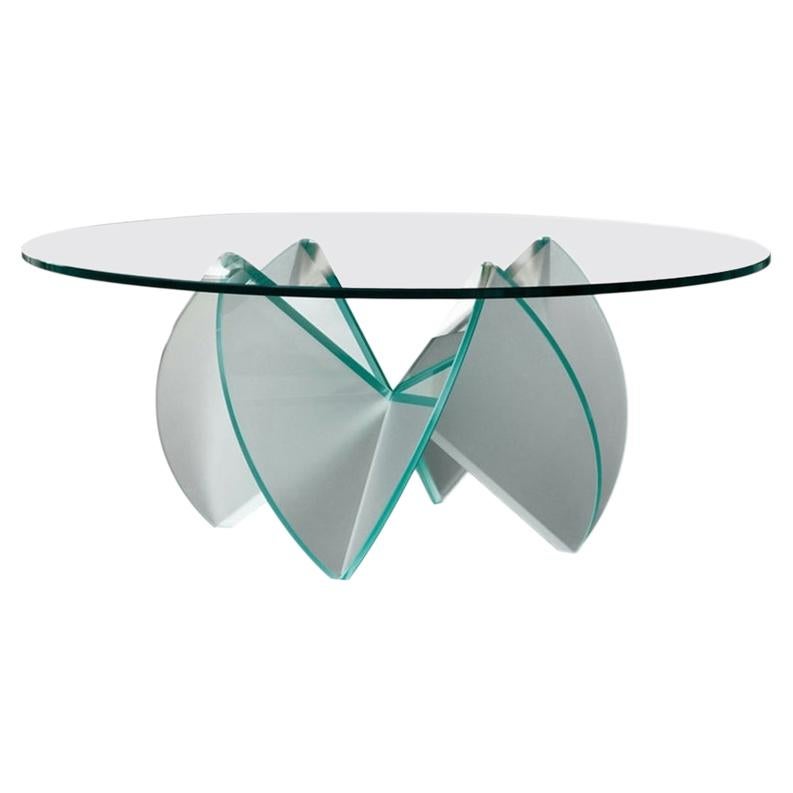 Rosa Del Deserto Round Glass Coffee Table, Designed by Lomazzi, Made in Italy