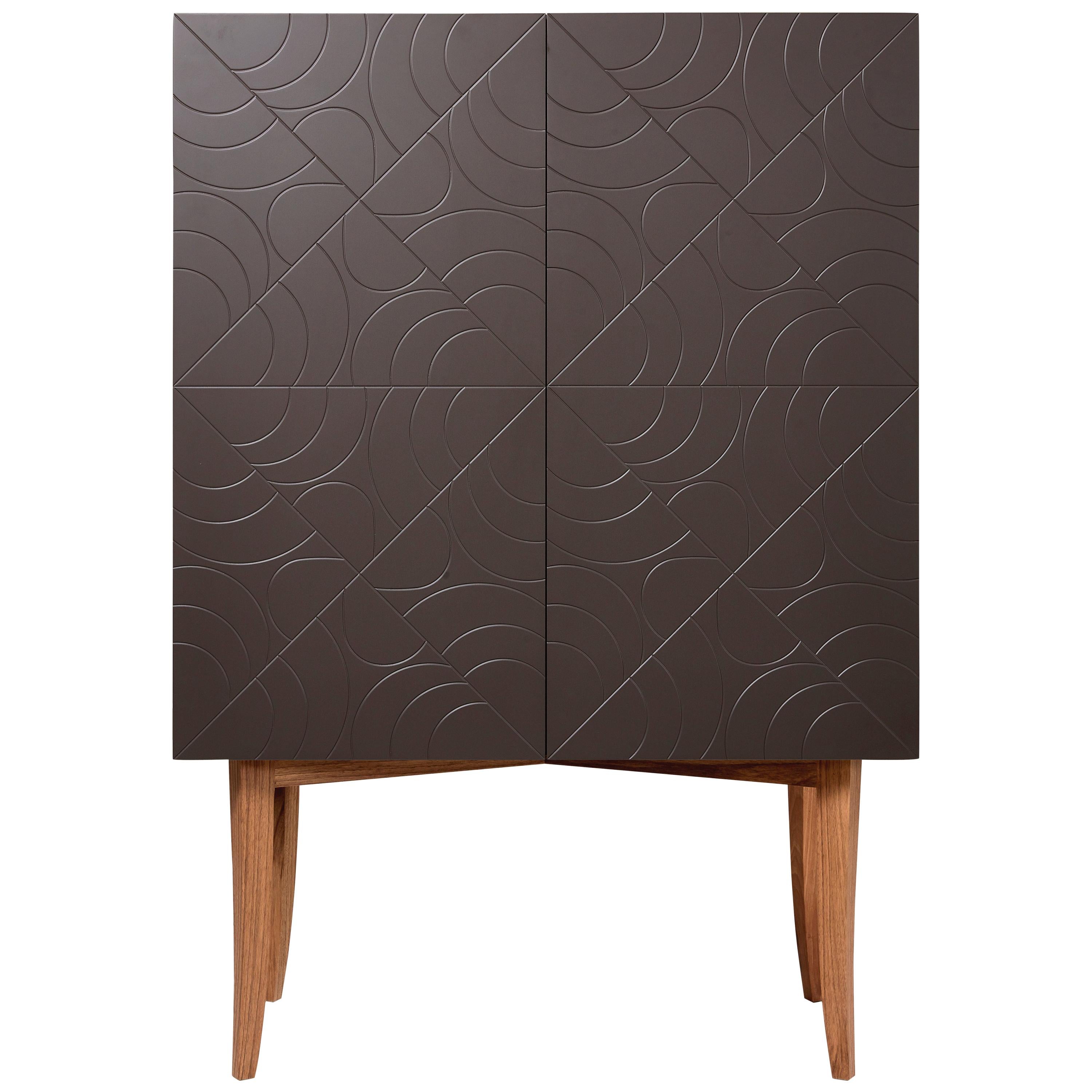 Rosa II Cabinet, Dark Brown Solid Wood Hand Carved Cabinet For Sale