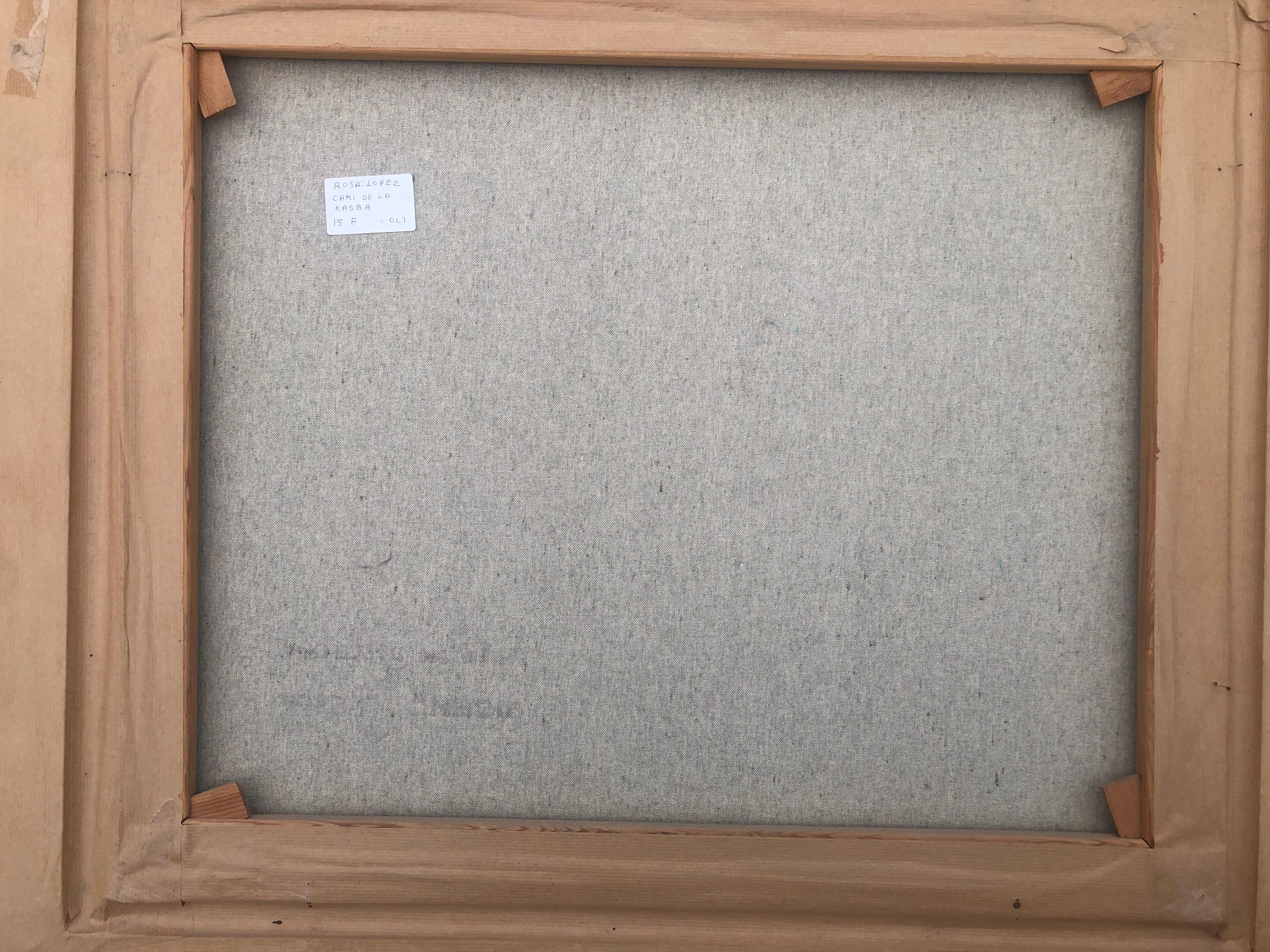 Camino a la Kasbah Marruecos óleo sobre lienzo pintura arte orientalista en venta 3