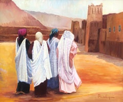 Path to the Kasbah Morocco oil on canvas painting orientalist art