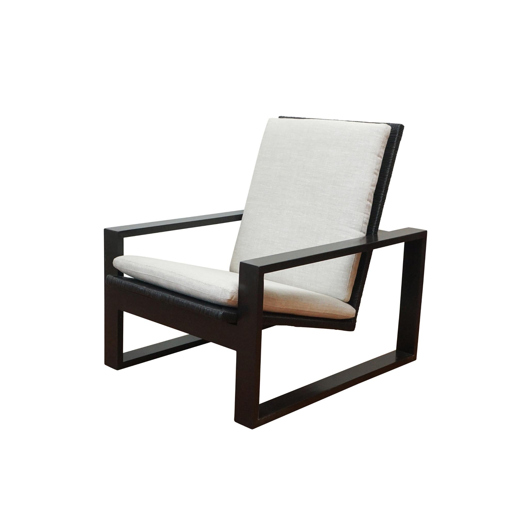 Mexican Rosa Morada Wood and ebonized rattan chair 