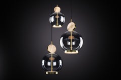 Rosa Pendant 3-Piece by Marc Wood. Marble, Glass & Brass Handmade LED Lamps