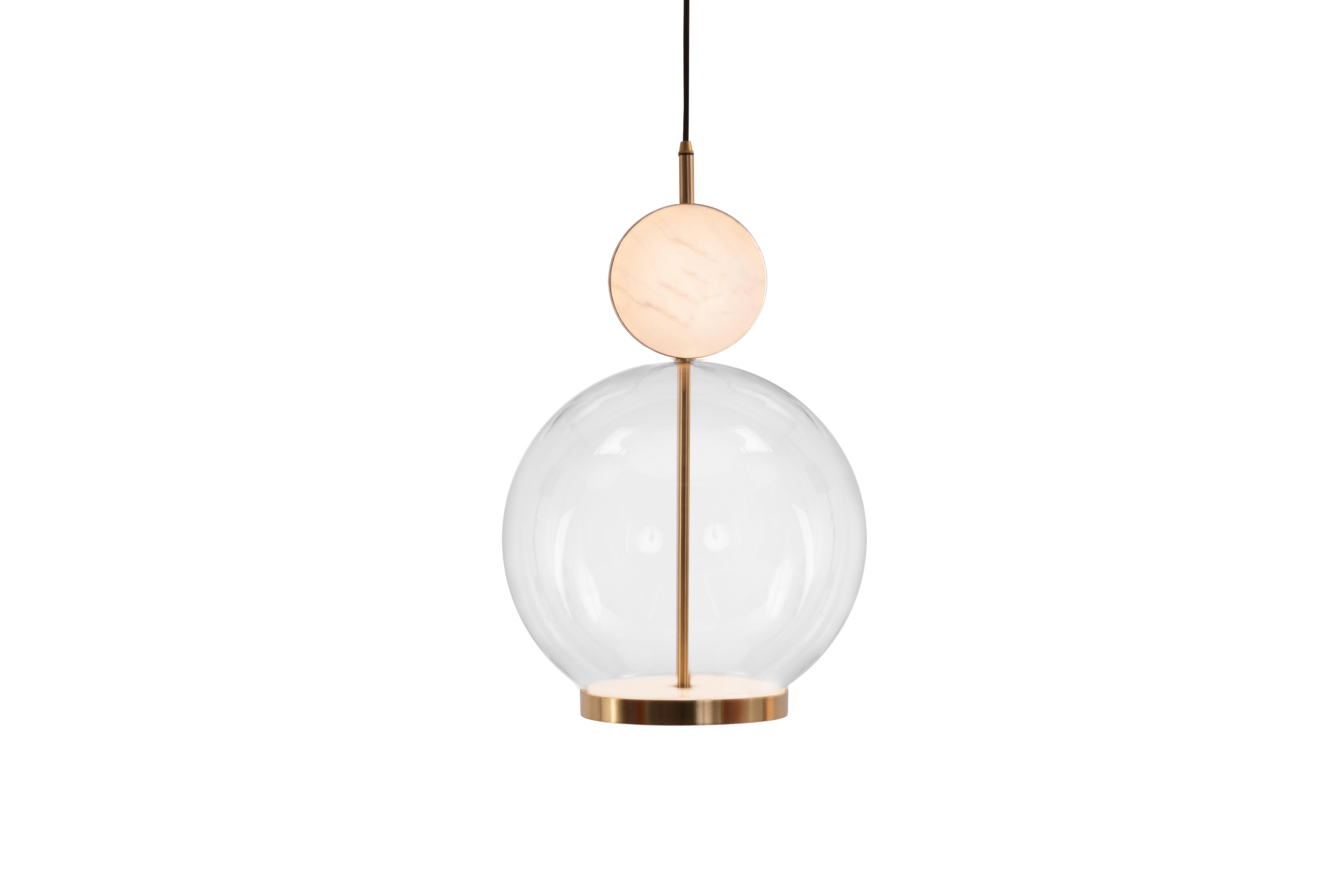 Rosa Pendant Large by Marc Wood. Marble, Glass & Brass Decorative Handmade Lamp For Sale