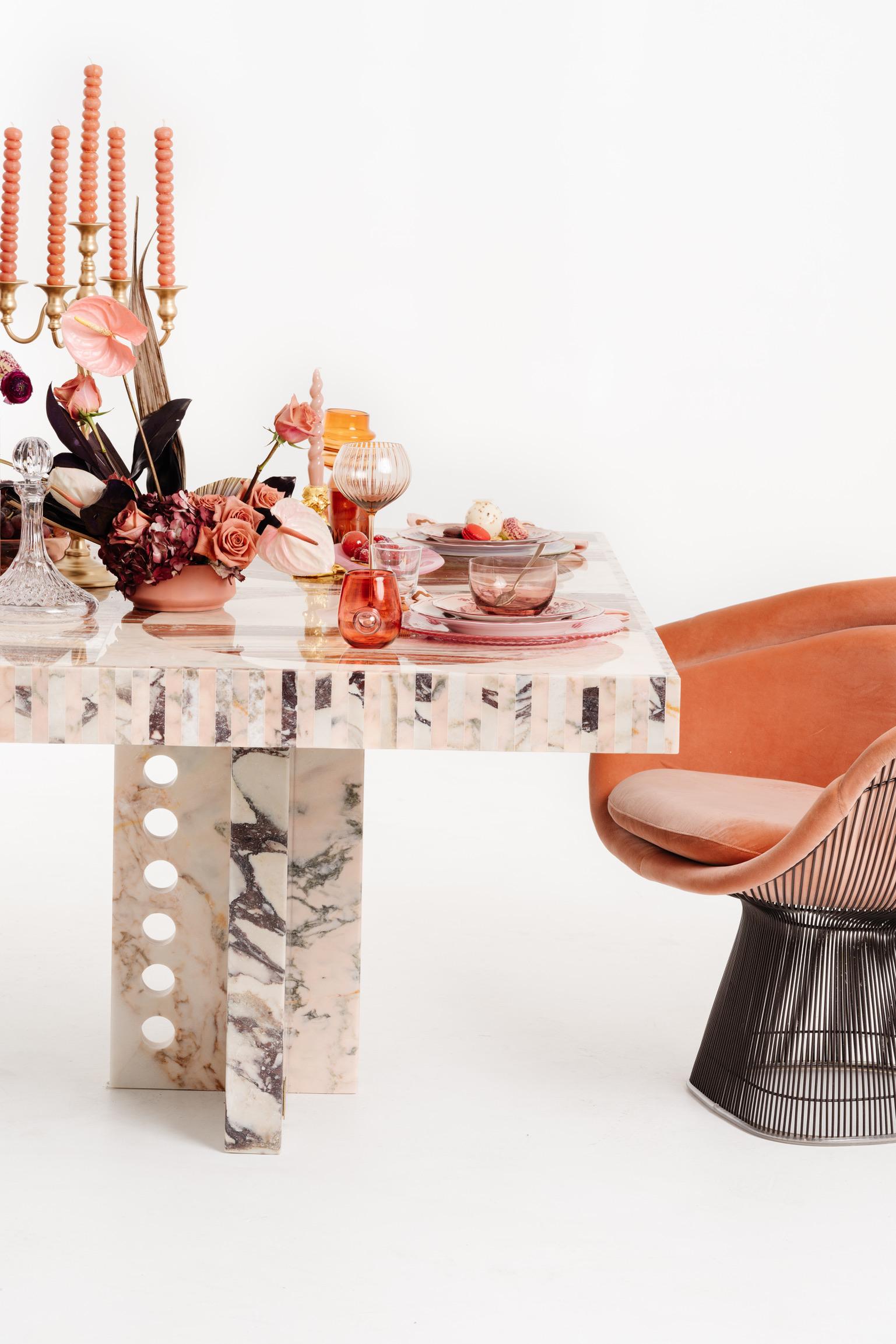 Moderne Table de salle à manger Ping Pong Rosa Portogallo à 12 places en vente