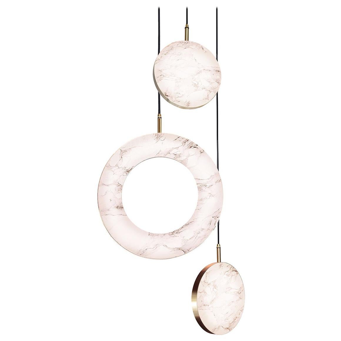 ‘Rosa Ring, 3 Piece’ by Marc Wood. Brass and Rosa Marble, handmade lamps (LED)