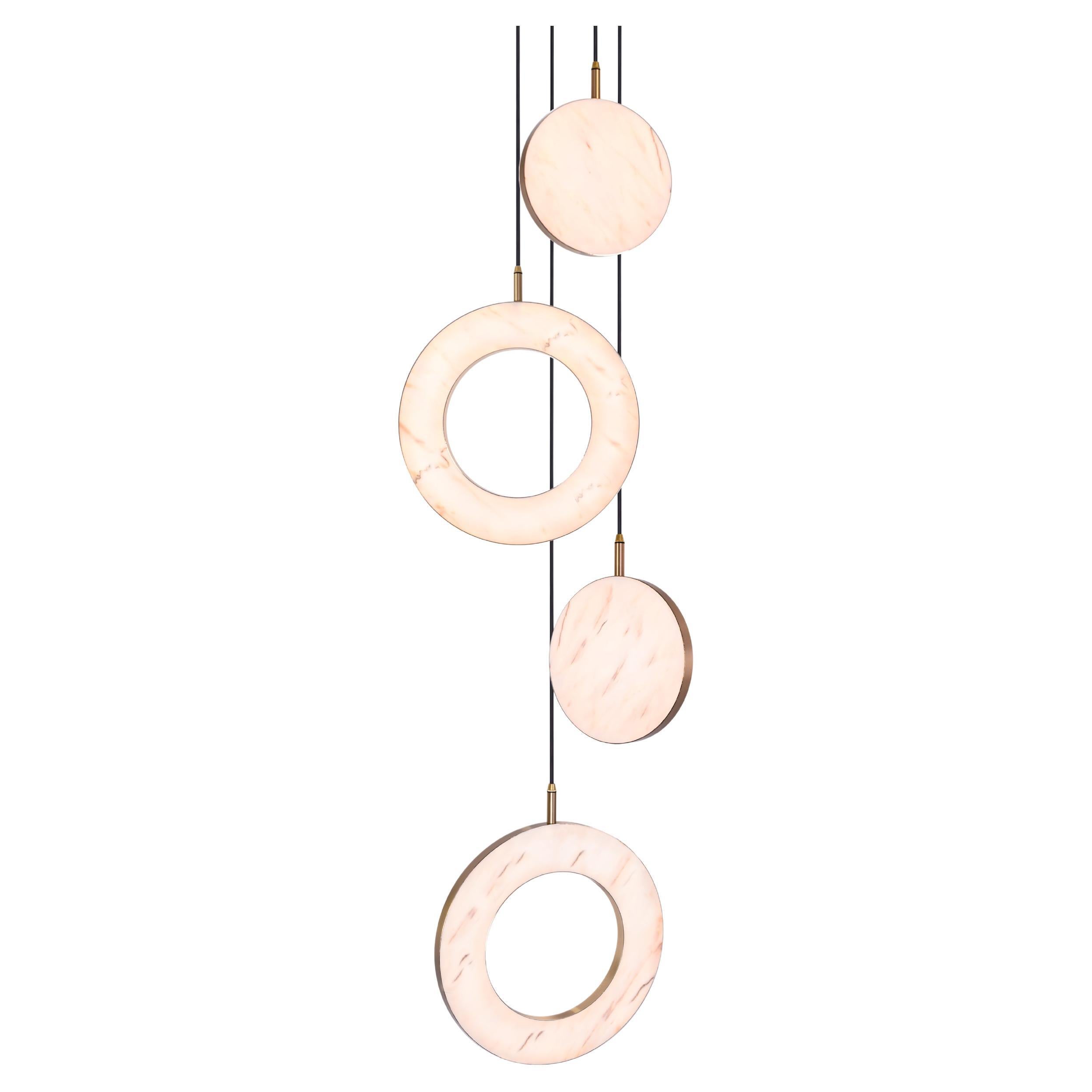 ‘Rosa Ring, 4 Piece’ by Marc Wood. Brass and Rosa Marble, handmade lamps (LED)