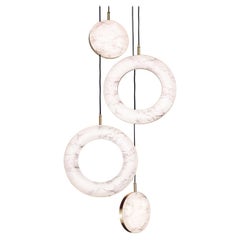 Rosa Ring, 4 Stück" von Marc Wood. Handgefertigte Lampen aus Messing und Rosa-Marmor (LED)