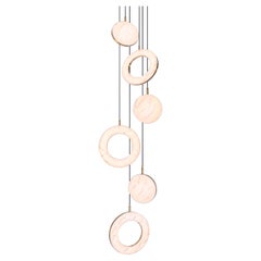 ‘Rosa Ring, 6 Piece’ by Marc Wood. Brass and Rosa Marble, handmade lamps (LED)