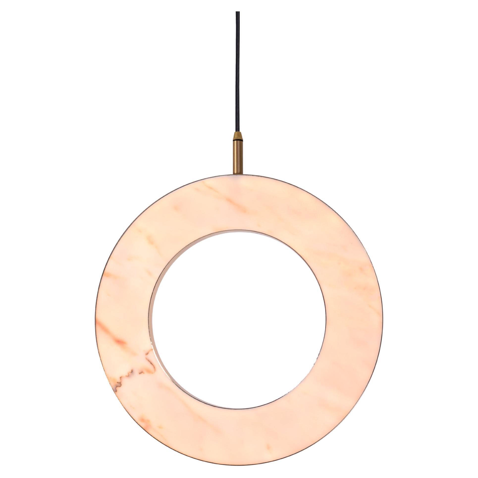 ‘Rosa Ring’ by Marc Wood. Brass and 'Rosa Estremoz' Marble handmade LED lamp.