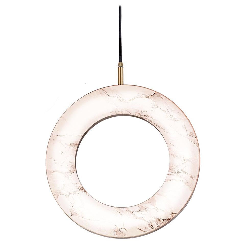 ‘Rosa Ring’ by Marc Wood. Brass and 'Rosa Estremoz' Marble handmade LED lamp.