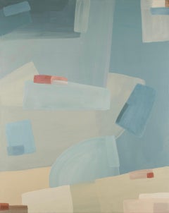 No me salpiques I - Pintura acrílica abstracta al agua, azul, beige + blanco