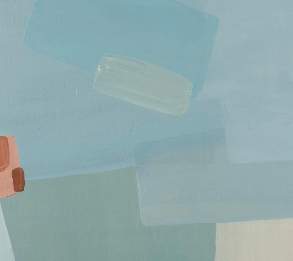 No me salpiques II - Pintura abstracta acrílica sobre lienzo, Agua azul + rosa en venta 3