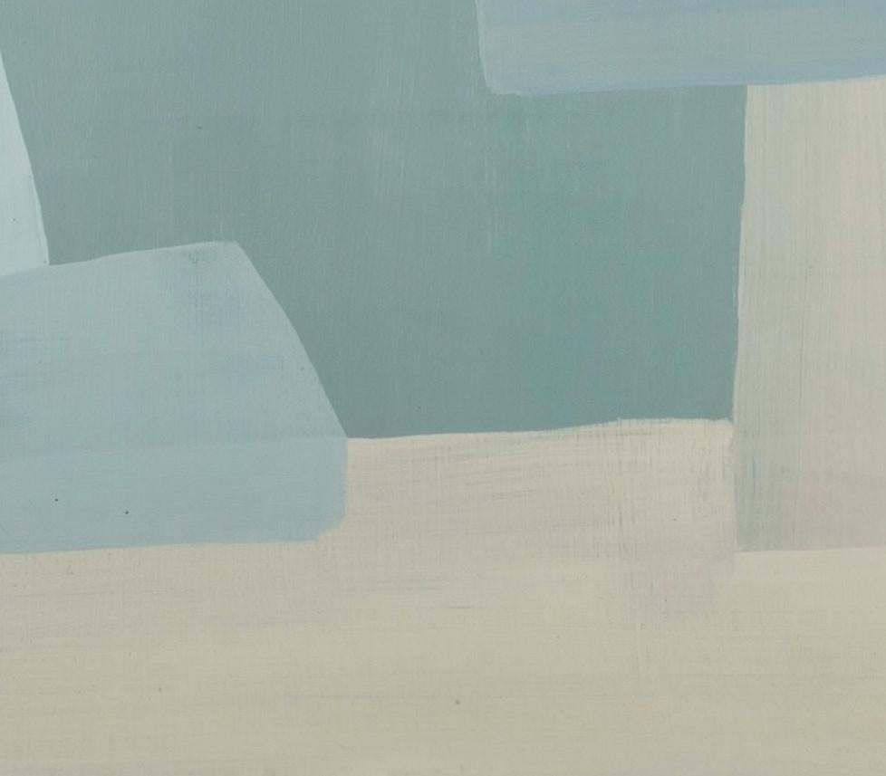 No me salpiques II - Pintura abstracta acrílica sobre lienzo, Agua azul + rosa en venta 4
