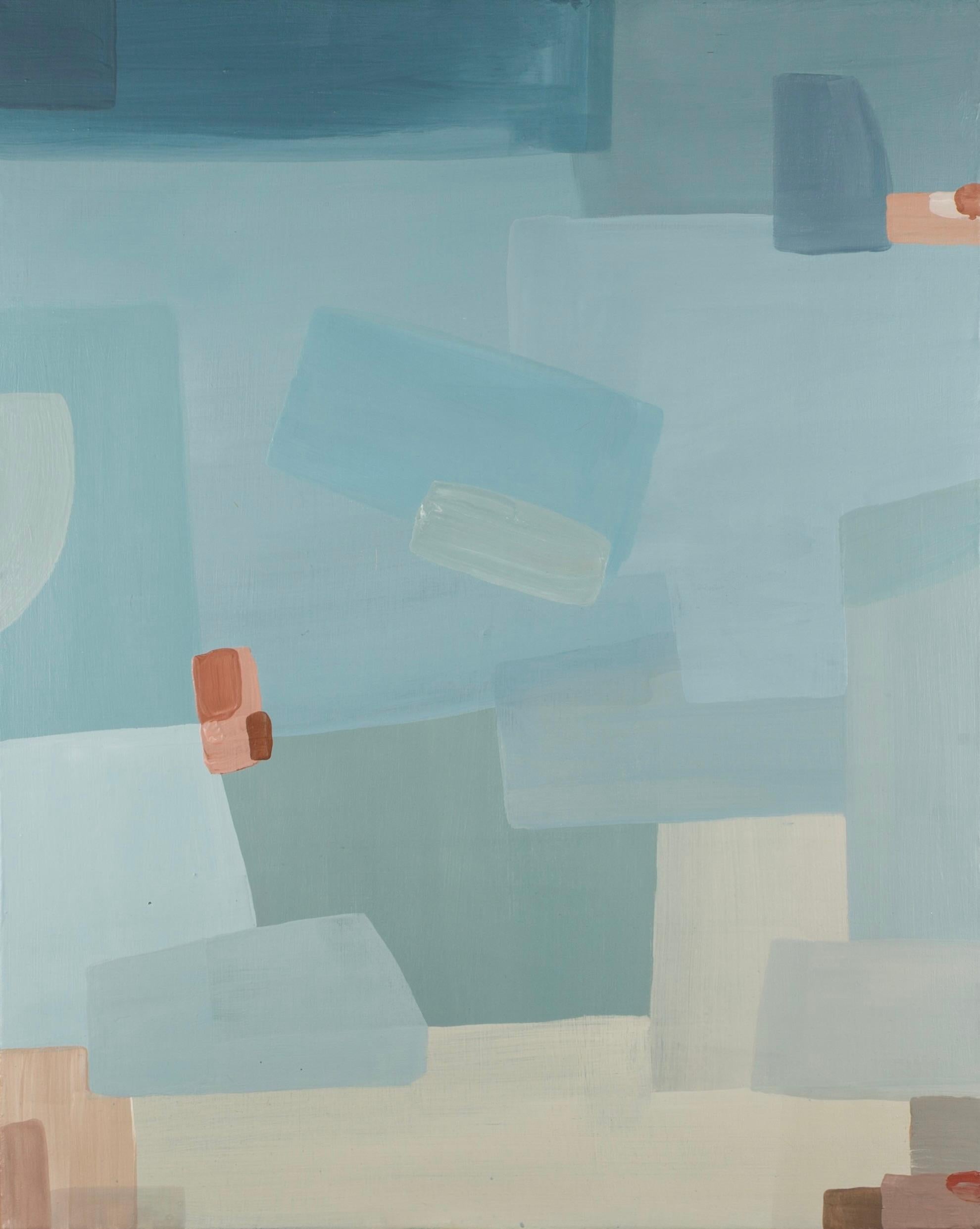 Abstract Painting de Rosa Roig-Fiol - No me salpiques II - Pintura abstracta acrílica sobre lienzo, Agua azul + rosa