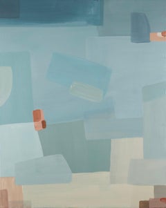No me salpiques II - Pintura abstracta acrílica sobre lienzo, Agua azul + rosa