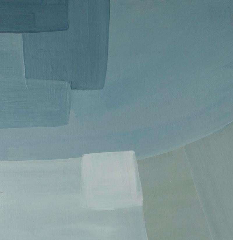 No me salpiques III - Pintura acrílica abstracta tonal, Azul, Beige + Rosa en venta 4