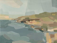 I Left a Piece of Me Behind - Pintura Abstracta Paisaje Costero, Azul + Verde