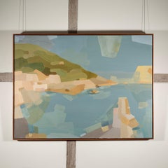 Port De Valldemossa - Contemporary Blue + Green Coastal Landscape Painting