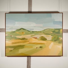 Rodborough Common - Blue, Yellow + Green Contemporary Landscape Painting