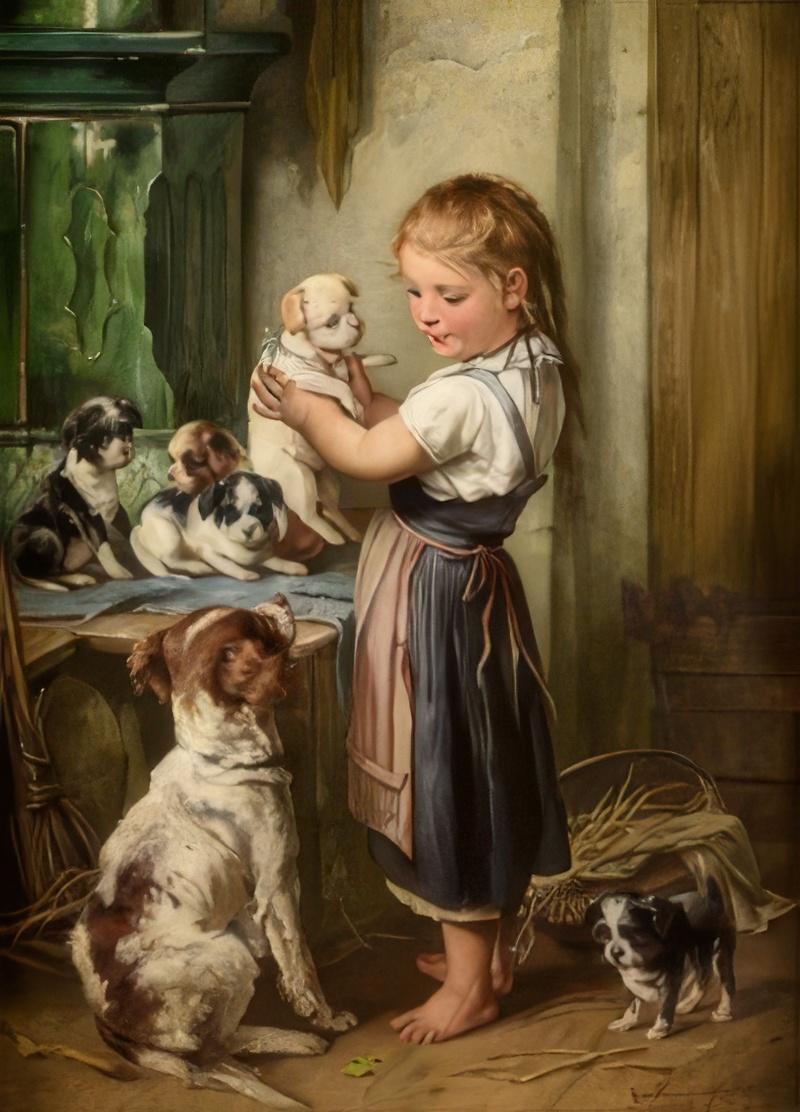 Rosa Schwenninger Portrait Painting - The New Puppy