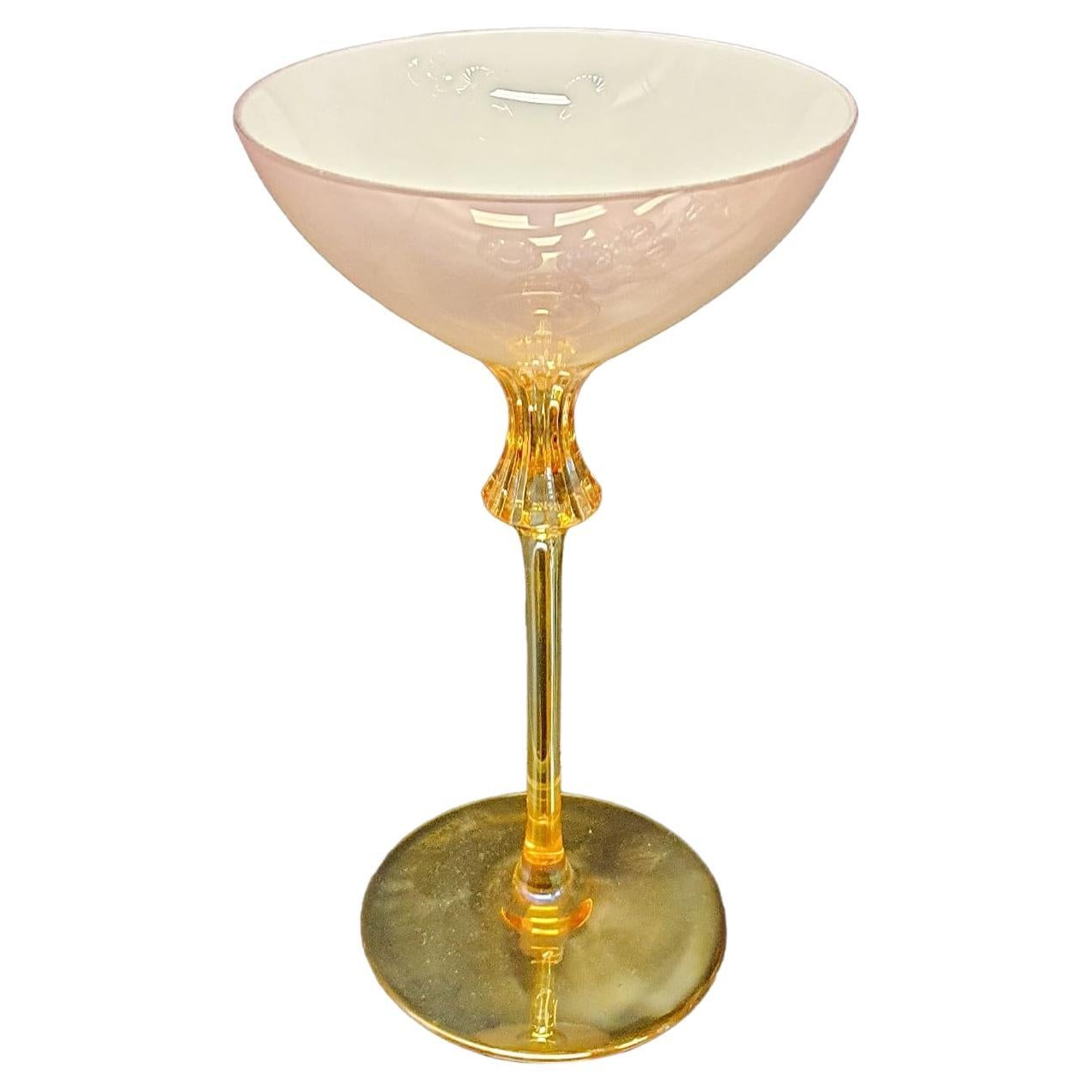 Rosa Set of 6 Pink Champagne Glasses For Sale