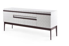 Rosa Sideboard, White Lacquer Hand Carved Rose Detail Sideboard