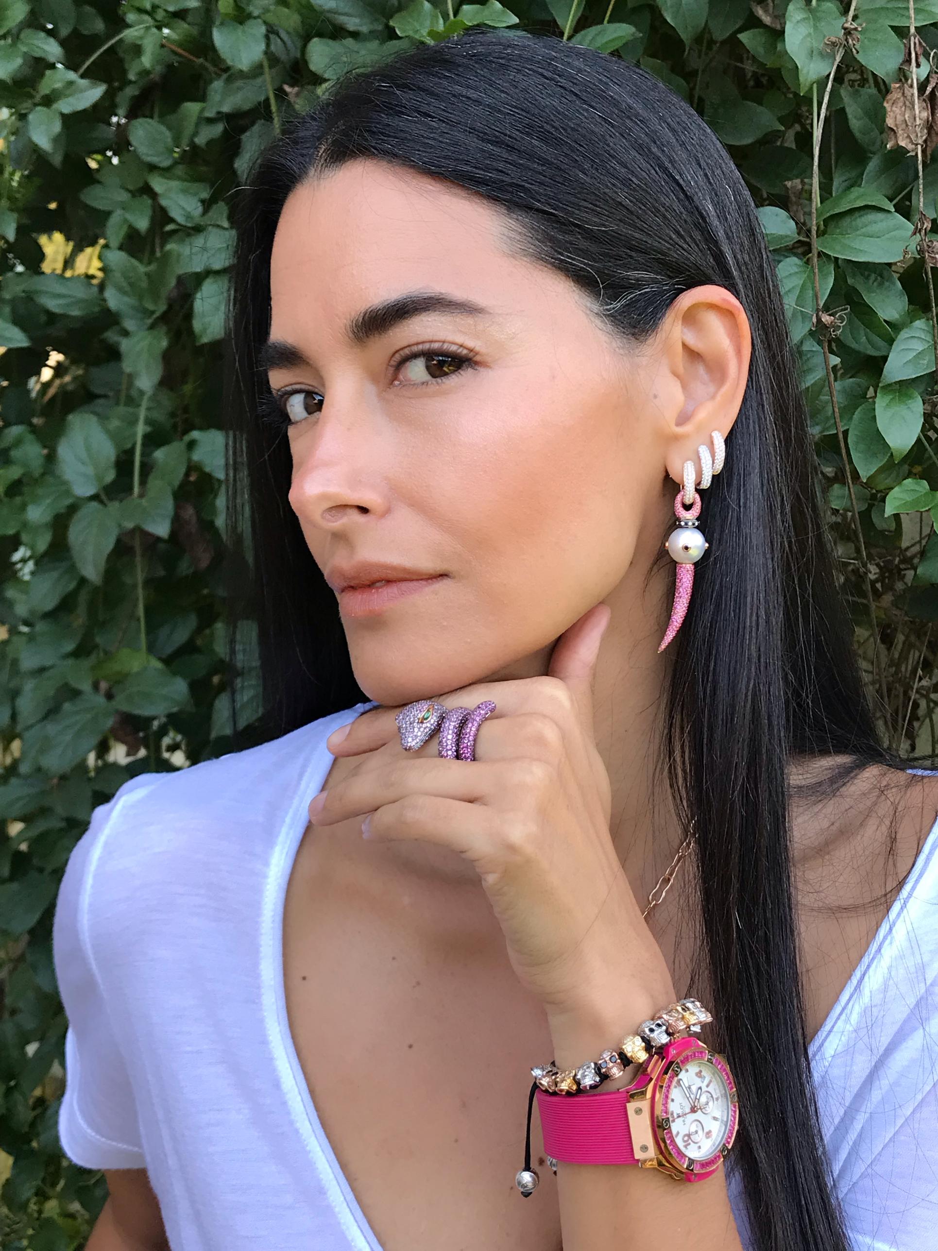 Contemporary Rosa Van Parys Anaconda Snake 6.39 Carat Pink Sapphire 18 Karat Rose Gold Ring For Sale