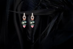 Rosa Van Parys Elise Tahitian Pearl and Gold Earrings with Diamonds