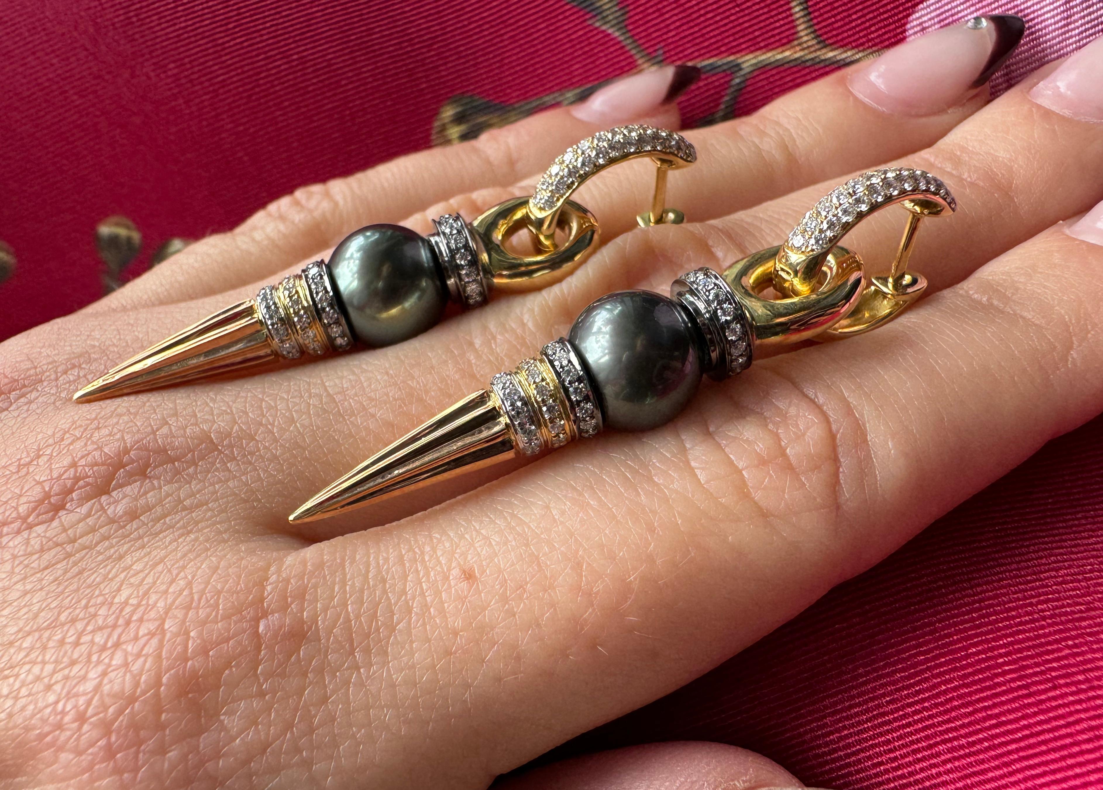 Rosa Van Parys Elise 3,5 Perlen Dagger-Ohrring Danglers im Zustand „Neu“ im Angebot in Carmel By The Sea, CA