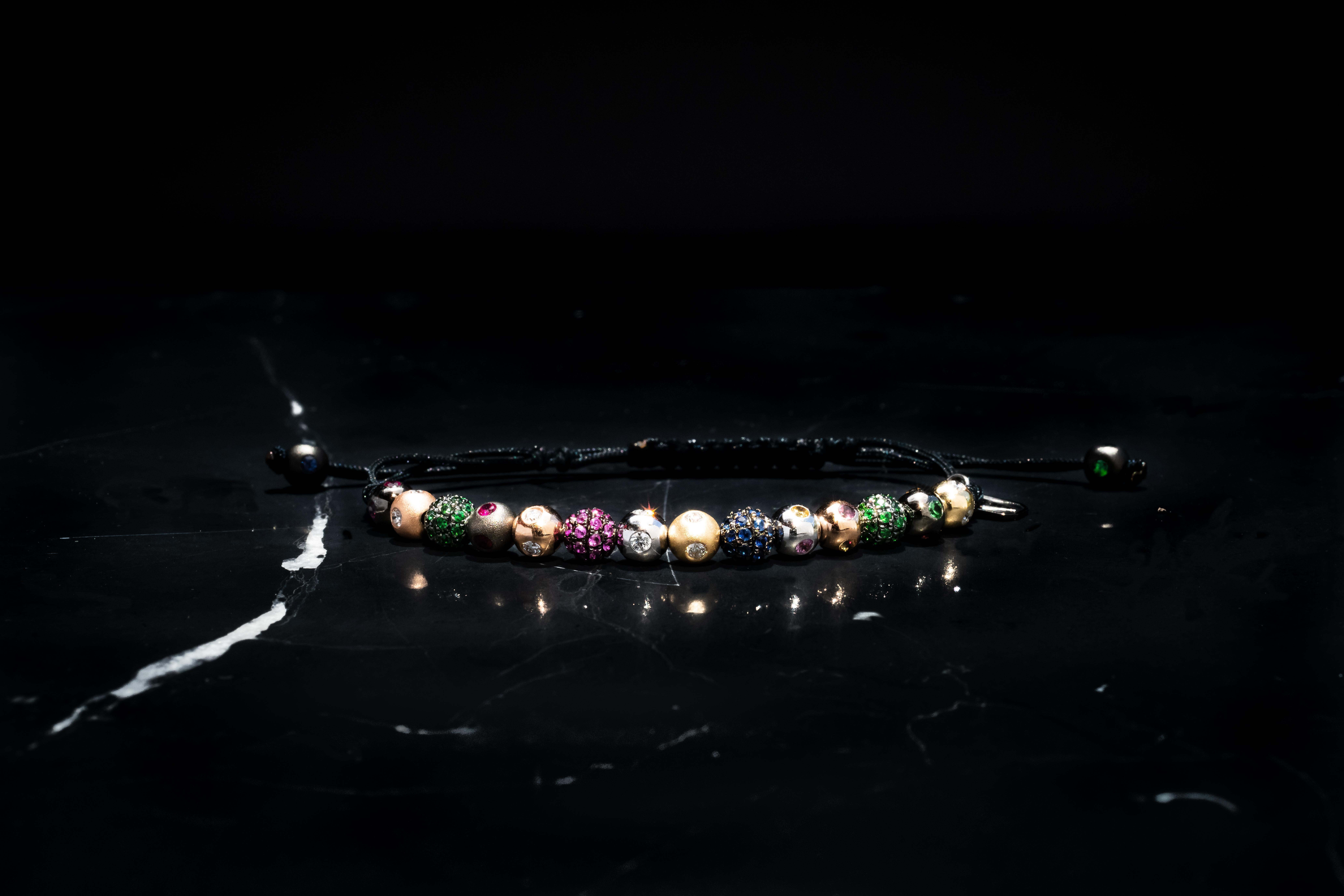 Contemporary Rosa Van Parys Gabby 2.0 Diamond and Color Precious Stones Pavé Beaded Bracelet For Sale