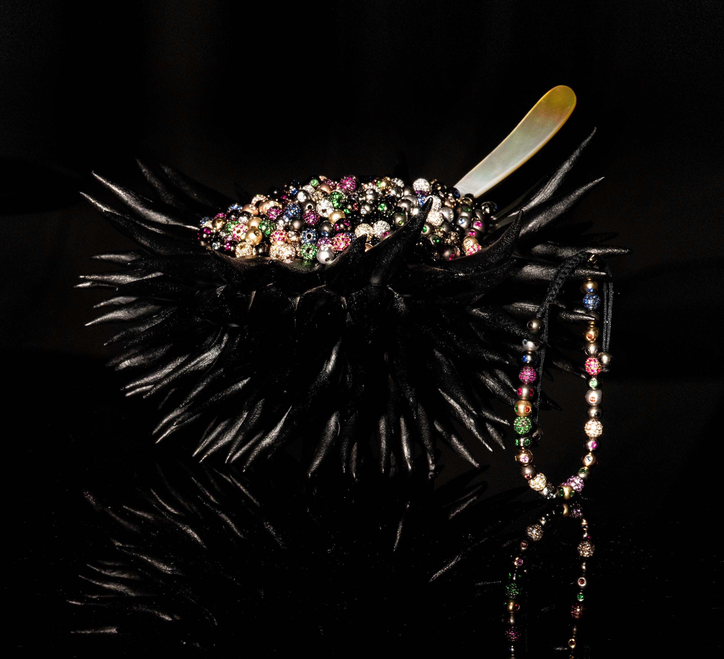 Contemporary Rosa Van Parys Gabby Diamond and Color Precious Stones Pavé Beaded Bracelet For Sale