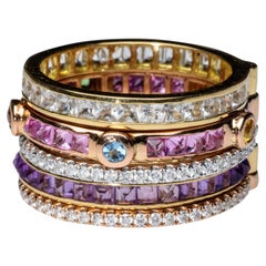 Rosa Van Parys Marley in Sapphires, Amethysts 
Diamonds 18 Karat Gold Ring